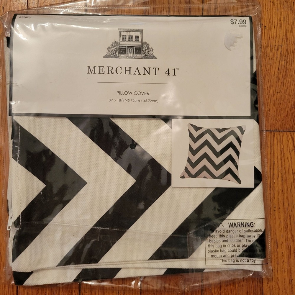 Merchant 41 Black White Chevron Stripe Pillow‎ Cover 18" Cotton Chic Home Decor